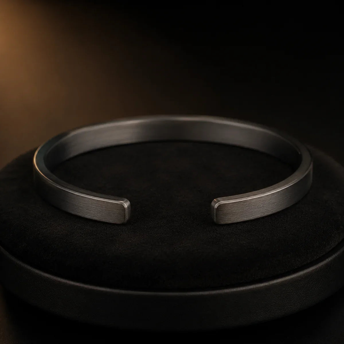 Jonc en magnétite Hemalis sur coussin de velours